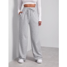 Unısex Iki Iplik Beli Lastikli Oversize Bol Paça Lastikli Eşofman Altı