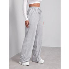 Unısex Iki Iplik Beli Lastikli Oversize Bol Paça Lastikli Eşofman Altı