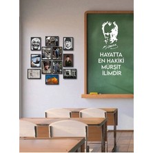 Atatürk Köşesi 12 Li Çerçeve Görünümlü Ahşap Tablo Seti, Mdf Tablo, Atatürk Tablosu