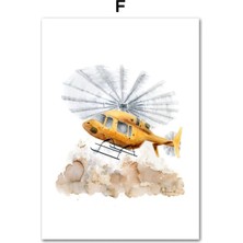 Çocukların Favori Araçları Sanat Koleksiyonu,6’lı Çerçeve Görünümlü Mdf Tablo Seti Bebek ve Çocuk Od