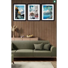 Hiroaki Takahashi Dekorize 3'lü Set , Çerçeve Görünümlü Modern Mdf Tablo