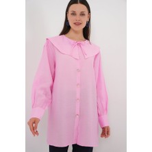 Gökyüzü Moda Bebe Yaka Uzun Tunik 5967 - Pembe