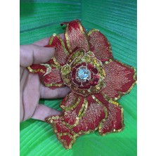 Gönülden Tasarım Taş Nakış Işleme Varaklı Çiçek Arma Dikiş Aplike 17X13 cm