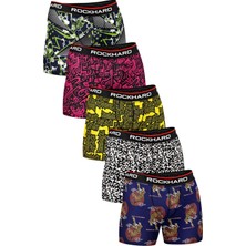 Rockhard Erkek Baskılı Pamuklu Boxer 5'li Paket