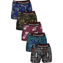 Rockhard Erkek Baskılı Pamuklu Boxer 5'li Paket