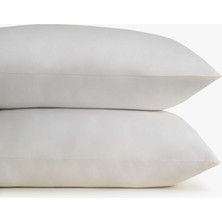 Ecocotton 2'li Düz Yastık Kılıfı %100 Organik Pamuk Saten Krem 50X70 cm