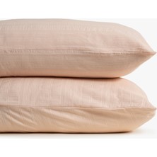 Ecocotton Miha 2'li Yastık Kılıfı   Pamuk Desenli Somon 50X70 cm