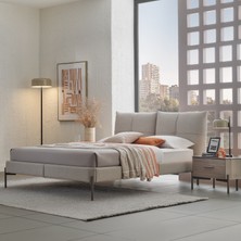 Enza Home Varena Başlıklı Karyola 2'li Set - Açık Gri