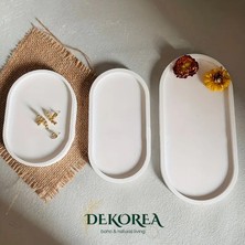 Dekoratif Beton Oval Tepsi | Minimal Takı & Mumluk Tepsi