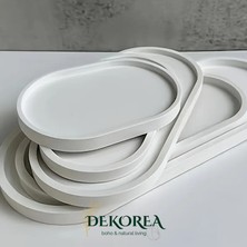 Dekoratif Beton Oval Tepsi | Minimal Takı & Mumluk Tepsi