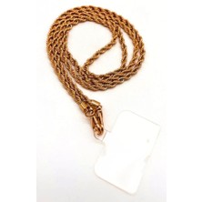 Angel Çanta Aksesuar 120 cm Light Gold Renk  Burgulu Zincir Telefon Aksesuarı, Telefon Zinciri, Telefon Askısı, Telefon Boyun Askısı, Tüm Telefon Kılıfları Için Uygundur (Kılıf Değildir)