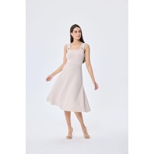 Peraluna Madison Kadın Yazlık Rayon Triko Elbise - Taş