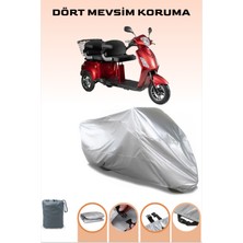 Breen Gri Volta Vm4+ 1500W Çift Kişilik Elektrikli Moped 3 Tekerlekli Motosiklet Brandası, 4 Mevsim Koruma, Su Geçirmez, Dayanıklı Kumaş