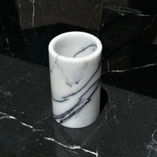 Violet Mermer Dekoratif Vazo – 16 cm Yükseklik | El Yapımı Benzersiz Damar Deseni