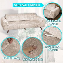 KADİFE 3+3+1+1 sütlü kahve Lastikli Kanepe Örtüsü | Lastikli Koltuk Örtüsü | koltuk kılıfı