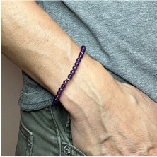 Padore Accessory Erkek Mor Mini Ametist Doğal Taş Bileklik