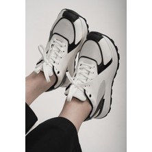 Stilbagshoes Jannet Ithal Kadın Spor Ayakkabı Siyah Beyaz