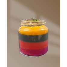 Fu Glowıs - 10X10 cm Cam Sunumda Özel Döküm Katmanlı Mum - 5 Katmanlı | Doğal Wax Karışımı