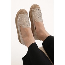 Lucy Ithal Taş Detaylı Espadril Kadın Ayakkabı Bej