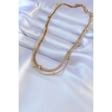 Italyan Zincir Minimal Top Detaylı Çelik Kolye
