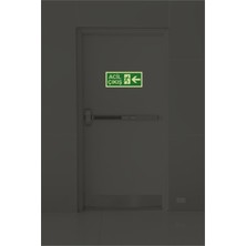 Fosforlu Fotolümen Folyolu Sol Yönlü Çıkış Exıt Kendinden Yapışkanlı Yön Levhası 29x12 Cm