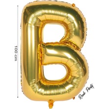 Folyo Balon B Harfi Helyum Balon 100 cm Gold Renk - B Harf Balon - Harf Folyo Balon - 40 Inch
