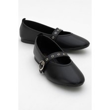 Kadın Tek Biyeli Tokalı Babet Siyah