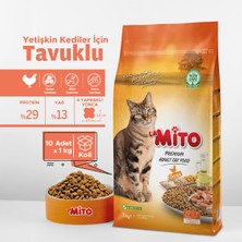 La Mito Adult Cat Tavuklu Yetişkin Kedi Maması 1kg x 10 Adet, Tüm Irklar İçin, Doğal, Şeker İçermez