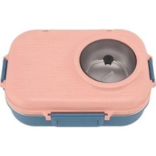 Vagonlife  BL70100 Çelik Yemek Kabı 900 ml 3 Bölmeli Lunch Box Mavi-Pembe
