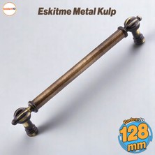 Defne Metal Eskitme Antik Sarı Kulp 128 mm Mobilya Çekmece Mutfak Dolabı Dolap Kulpları Kulb Kulpu