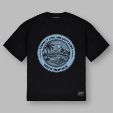Big Blue Manzara Yuvarlak Logo Siyah Tişört