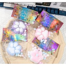 Kedi Patisi Taba Squishy Stress Oyuncağı Sukuşi Pati, Tüylü Oyuncak Mor 7 CM
