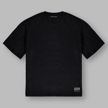 Doberman Baskılı Vahşi Stil Oversize Siyah Tişört