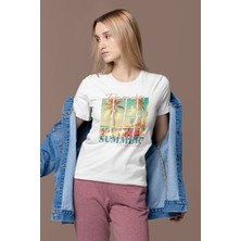 Take Me Where Summer Never Ends Baskılı Yaz Temalı Unisex Regular Fit Pamuklu Beyaz Tişört