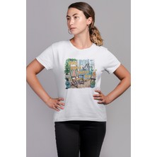 Qoeuyl Boutique Front Porch Sittin Sweet Tea Sippin Baskılı Yaz Temalı Unisex Regular Fit Pamuklu Beyaz Tişört