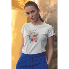 Qoeuyl Boutique Yaz Kokteyli Baskılıyaz Temalı Unisex Regular Fit Pamuklu Beyaz Tişört