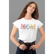 Qoeuyl Boutique Best Mom Ever No:3 Baskılı Anneler Günü Hediyelik Beyaz %100 Pamuklu T Shirt