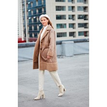 Lêvi D'or Vizon Düğme Kapamalı Yün Astarlı Suni Deri Kaban