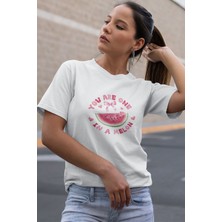 Qoeuyl Boutique You Are One In A Melon Baskılı Sevimli Sevgiliye Hediye Sevgililer Günü %100 Pamuklu T Shirt