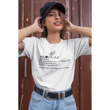 Qoeuyl Boutique Happy Mother's Day Baskılı Anneler Günü Hediyelik Beyaz %100 Pamuklu T Shirt