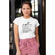 Qoeuyl Boutique Happy Mother's Day No:3 Baskılı Anneler Günü Hediyelik Beyaz %100 Pamuklu T Shirt