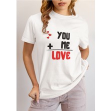 Qoeuyl Boutique You And Me Love Aşkın Matematiği Baskılı Sevgililer Günü Hediyelik Romantik Pamuklu T Shirt