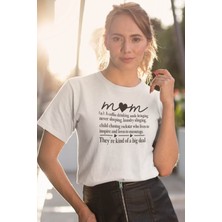 Mom Sözlük Baskılı Anneler Günü Hediyelik Beyaz %100 Pamuklu T Shirt