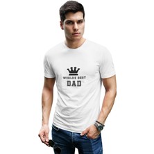 Qoeuyl Boutique Worlds Best Dad Baskılı Babalar Günü Doğum Günü Hediyelik Eğlenceli Beyaz Unisex T-Shirt