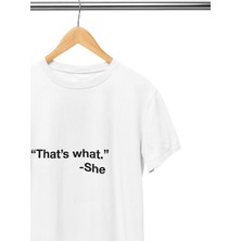Qoeuyl Boutique That's What She Said Baskılı The Office Michael Scott Hediyelik Eğlenceli Beyaz Unisex T-Shirt