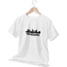 Qoeuyl Boutique Los Angeles Şehir Temalı Hediyelik Eğlenceli Beyaz Unisex T-Shirt