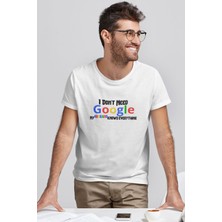 Qoeuyl Boutique I Dont Need Google My Wife Knows Everything Baskılı Eğlenceli Beyaz T-Shirt-Kişiselleştirilebilir
