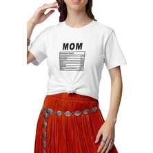 Qoeuyl Boutique Mom Nutrition Facts Baskılı Anneler Günü Eğlenceli Hediyelik Beyaz Unisex T-Shirt