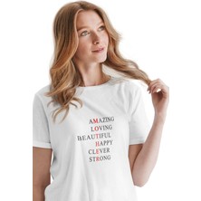 Qoeuyl Boutique Amazing Anne Baskılı Anneler Günü Hediyelik Eğlenceli Beyaz Unisex T-Shirt