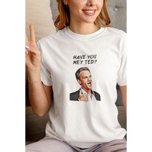 Qoeuyl Boutique Have You Met Ted Hımym Barney Stinson Baskılı Eğlenceli Hediyelik Beyaz Unisex T-Shirt